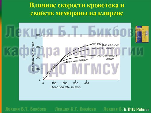 Влияние скорости кровотока и свойств мембраны на клиренс