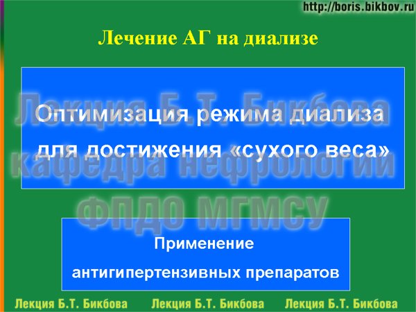 Лечение артериальной гипертензии на диализе