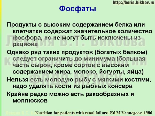Продукты питания содержащие фосфаты