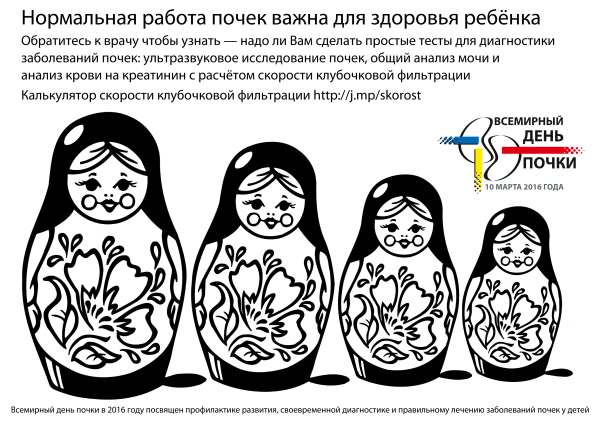 Всемирный день почки 2016 - постер с матрешками для раскрашивания - 2 вариант Постер для Всемирного дня почки 2016 с матрешками для раскрашивания - 2 вариант